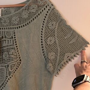 Cute Ultra Pink Sage Crochet Blouse